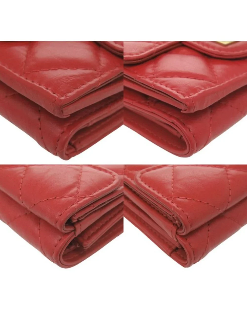 Chanel 2.55 Compact Wallet Leather Red Trifold